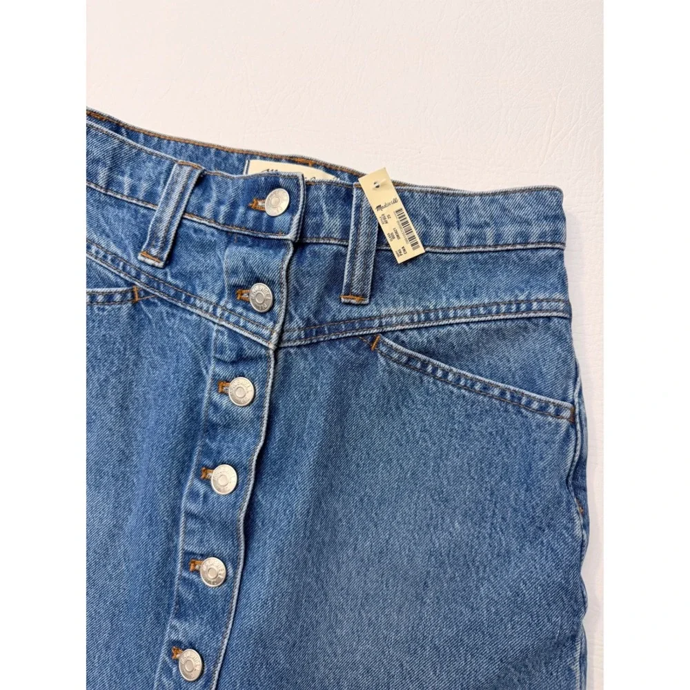 Madewell Denim Button Front‎ A Line Mini Skirt Medium Wash Womens Size 28